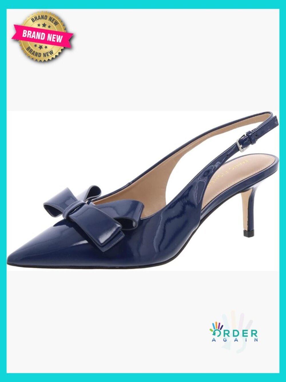 Pointed Toe Slingback Pumps Bow Detail Stiletto Heel Dress Shoes Faux Patent
